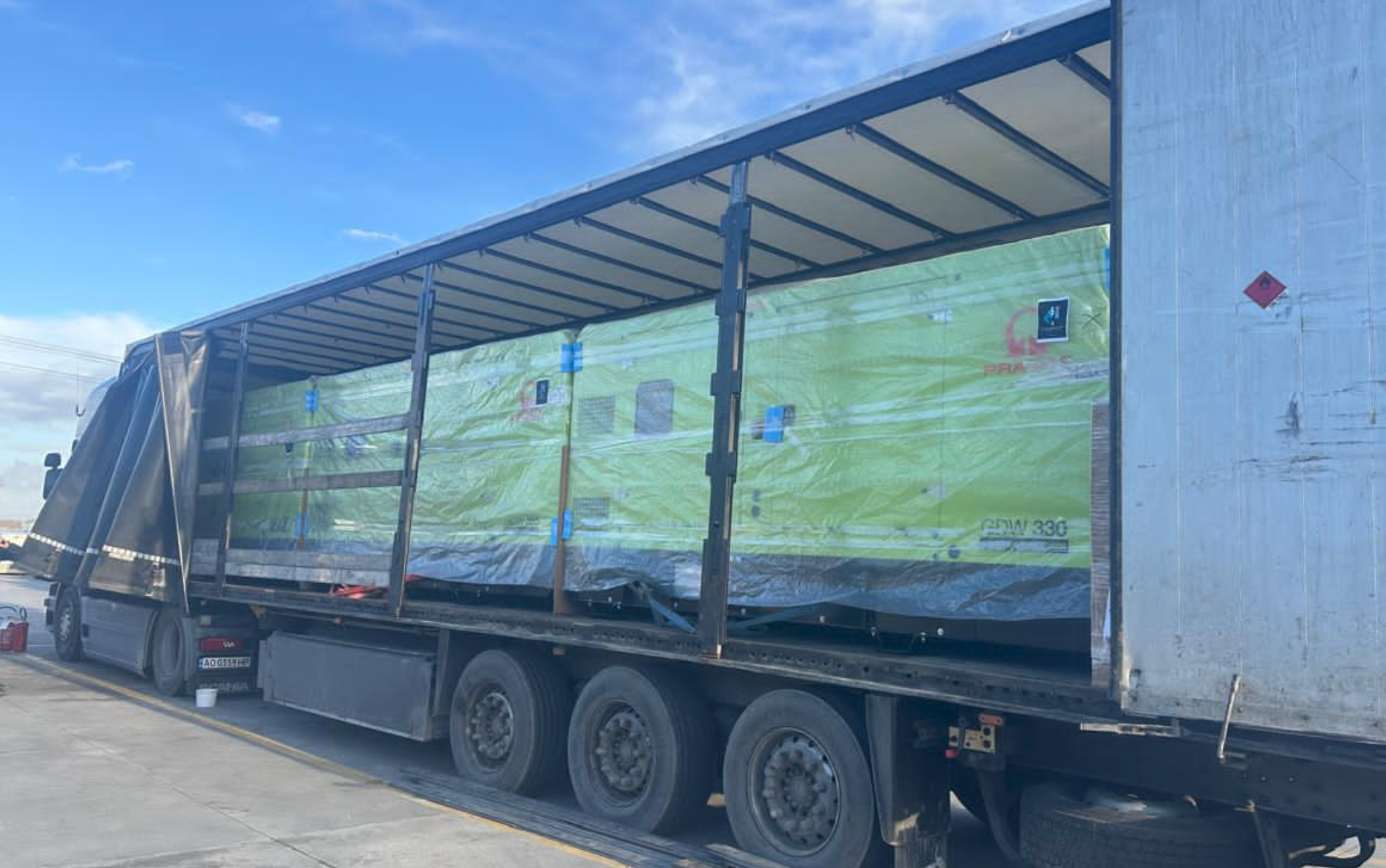 Generators being loaded on a truck
