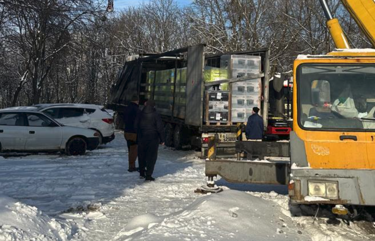 Generators being loaded on a truck